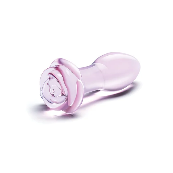 Pink Glass Rose Bud Anal Plug