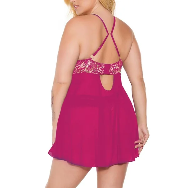 Pink Pussycat Babydoll and Thong - 1xlarge femdom Dominatrix