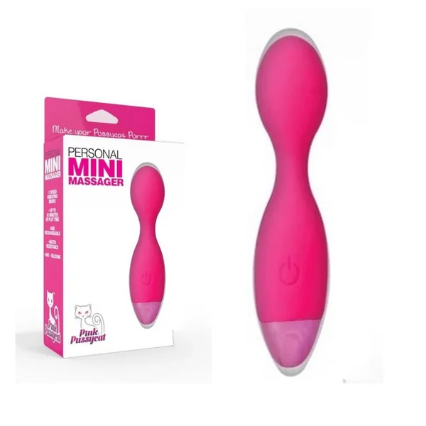 Pink Pussycat Rechargeable Mini Massager Clitoral Wand Massager Vibrator