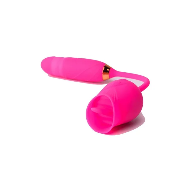 Pink Pussycat Vibrating Licking Rechargeable Silicone Rose with Remote – Pink