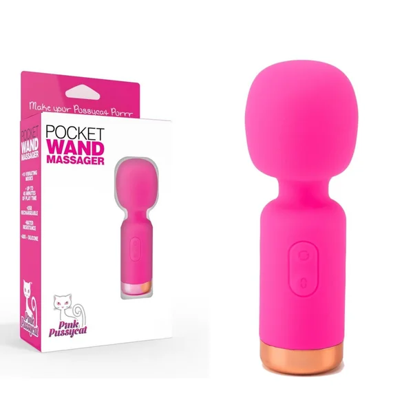 Pink Pussycat Vibrating Pocket Wand Clitoral Massager Rechargeable Vibrator
