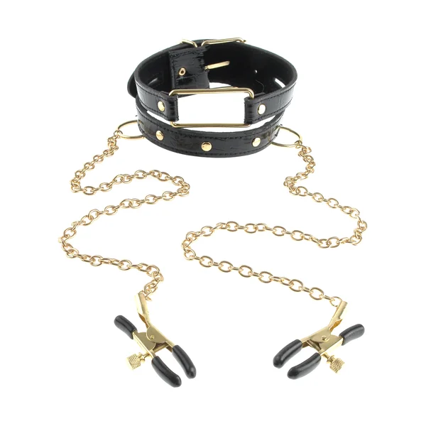 Pipedream Fetish Fantasy Gold Collar & Nipple Clamps