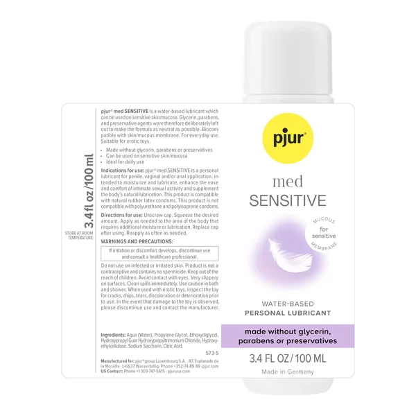 Pjur Med Sensitive Glide Water Based Personal Lubricant 100ml