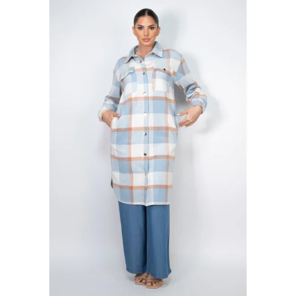 Plaid Buttoned Shacket Coat