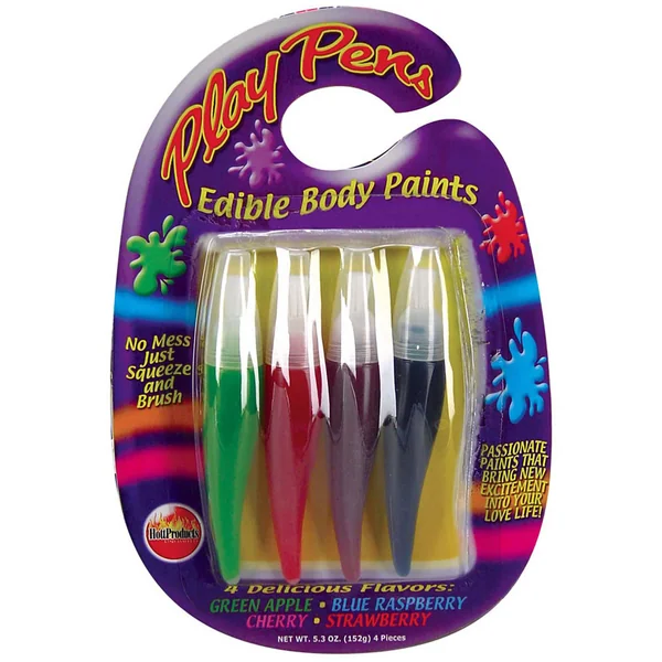 Play Pens Edible Body Paint Brushes 4 Delicious Flavors