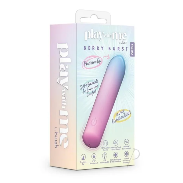 Play With Me Berry Burst Rechargeable Silicone Bullet - Multicolor