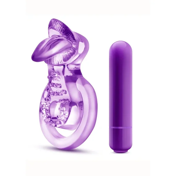 Play with Me Lick It Vibrating Double Strap Cock Ring
