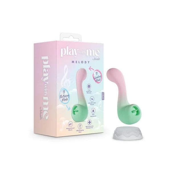 Play With Me Melody Rechargeable Silicone Dual-End Vibrator - Pink/Green