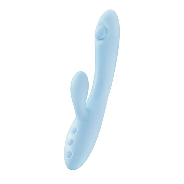 Play with Me Moondust Magic Rechargeable Silicone Rabbit Vibrator - Blue