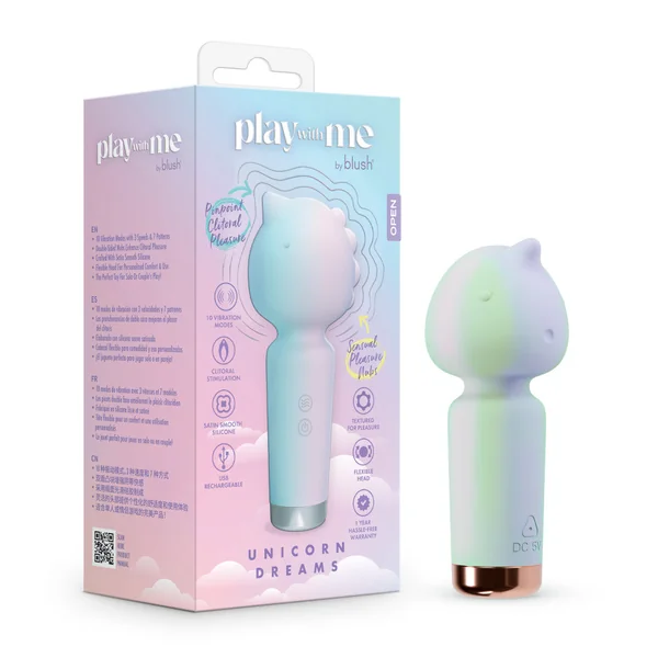 Play With Me | Unicorn Dreams Handheld Silicone Clitoral Vibrator With Sensual Pleasure Nubs - USB Rechargeable - In Blue