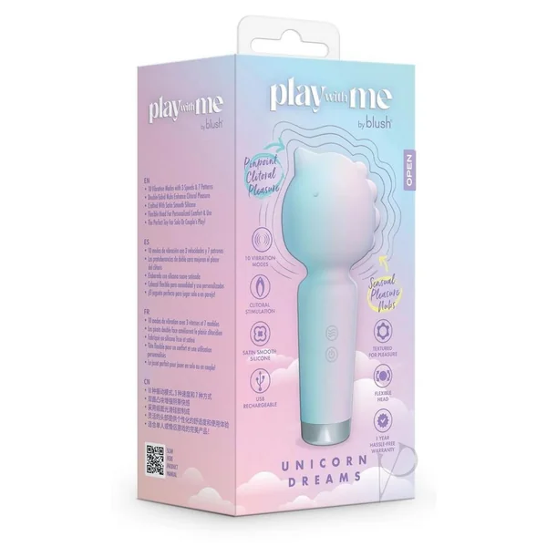 Play With Me Unicorn Dreams Silicone Rechargeable Vibrator - Blue/Green