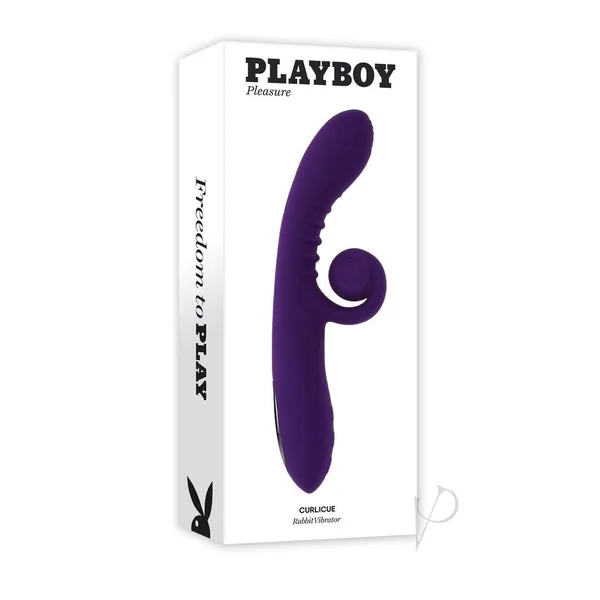 Playboy Curlicue Rechargeable Silicone Rabbit Vibrator - Purple
