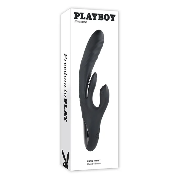 Playboy Rapid Rabbit Rechargeable Silicone Dual Stimulation Vibrator Black