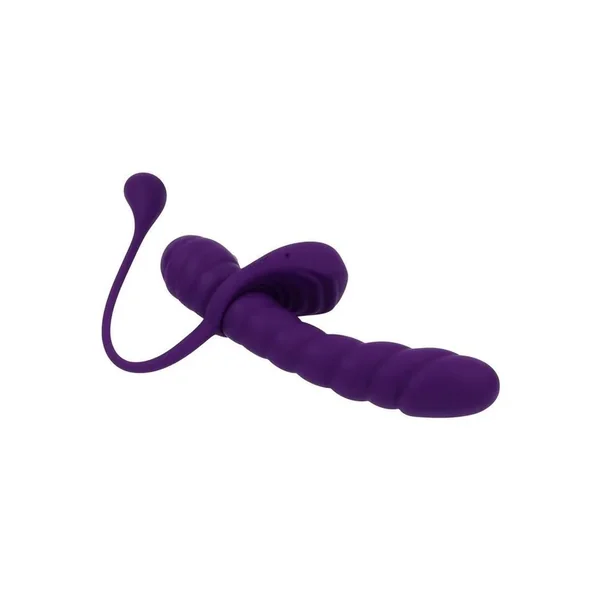 Playboy Twisted Playground Rechargeable Silicone Dual Vibrator with Detachable C-Ring Anal Tail