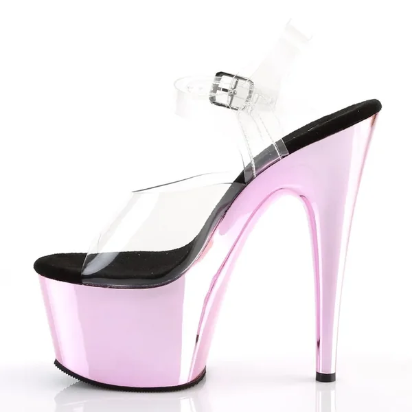Pleaser Adore – 708 Lisa – Clear/Baby Pink Chrome