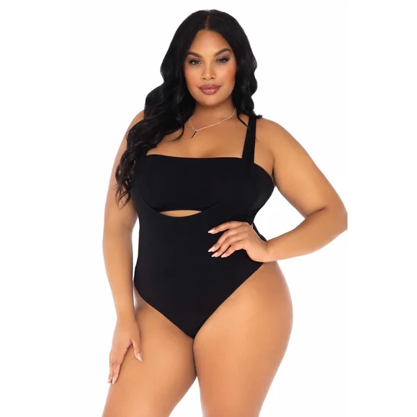 Plus Size 2 Piece Opaque Bandeau & Suspender Bodysuit