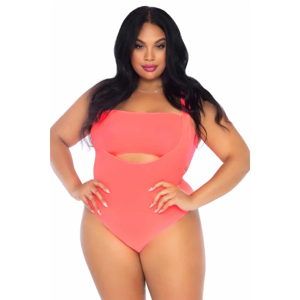 Plus Size 2 Piece Opaque Bandeau & Suspender Bodysuit