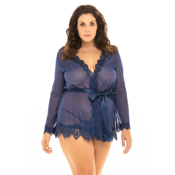Plus Size Eyelash Lace Robe