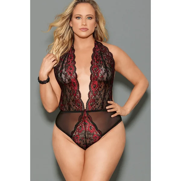 Plus Size Mesh Two Tone Teddy