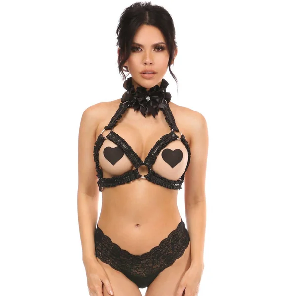 Plus Size Pinstripe Triangle Top Body Harness