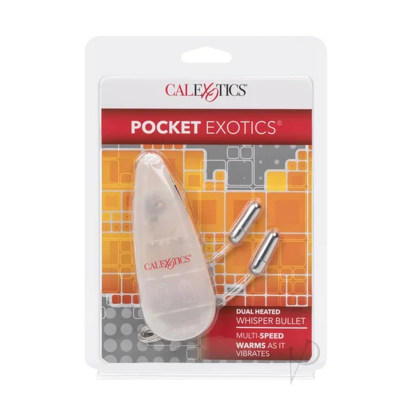 Pocket Exotics Dual Heated Whisper Bullets with Wired Remote Control - Silver