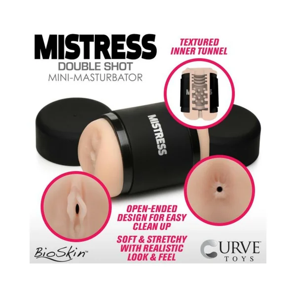 Pocket Pussy: Curve Novelties Mistress Mini Double Stroker Pussy & Ass – Light