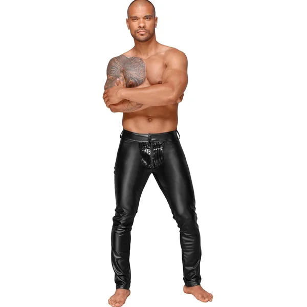Powerwetlook Men'S Trousers With Decorative Pvc Pleats