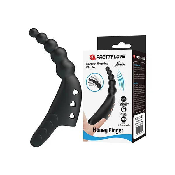 Pretty Love Jordin Beaded Finger Vibe - Black