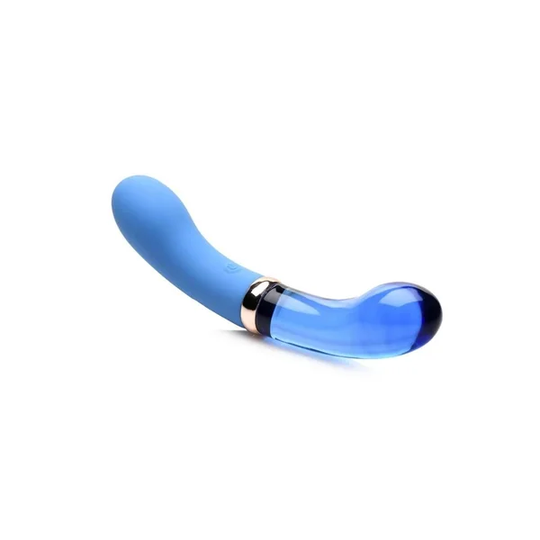 Prisms Vibra-Glass 10X Bleu Dual End G-Spot Rechargeable Silicone/Glass Vibrating Dildo – Teal