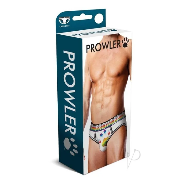 Prowler White Oversized Paw Open Brief - Large - White/Rainbow