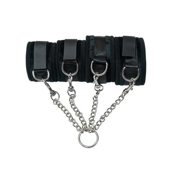 Punishment Adjustable Straps Bondage Gear Metal Chains Hog-Tie Sex Restraint
