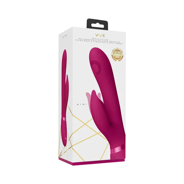 Rabbit Vibrators: Vive – Aimi Rechargeable Triple-motor Swinging Silicone Rabbit – Pink