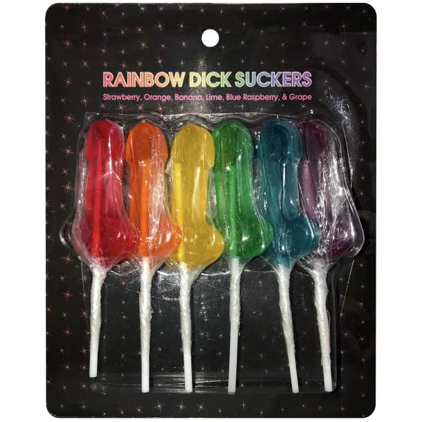 Rainbow Flavored Dick Shaped Suckers Set of Six Adult Candy