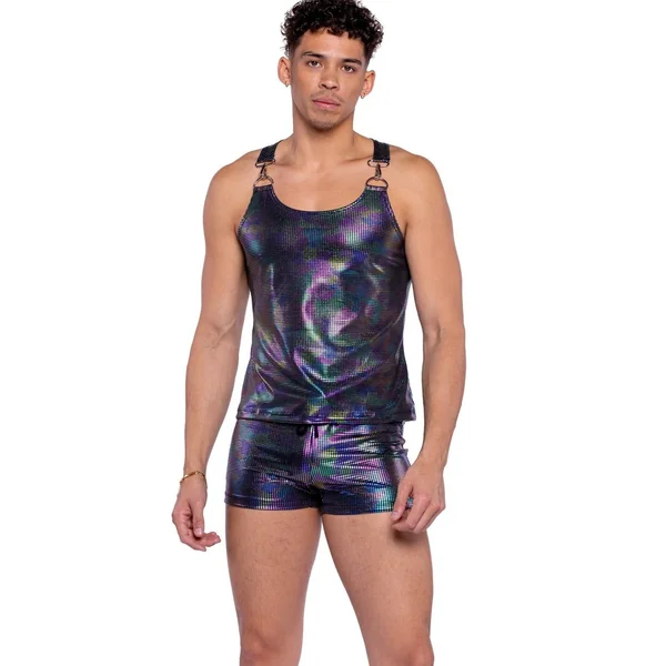 Rainbow Shimmer Camouflage Shorts with Drawstrings