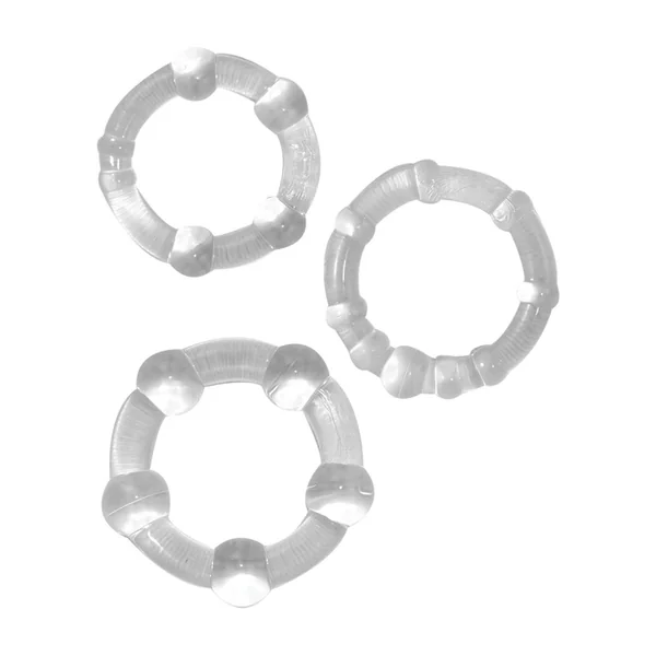 Ram Beaded Penis Rings Clear 3 Assorted Sizes Per Set