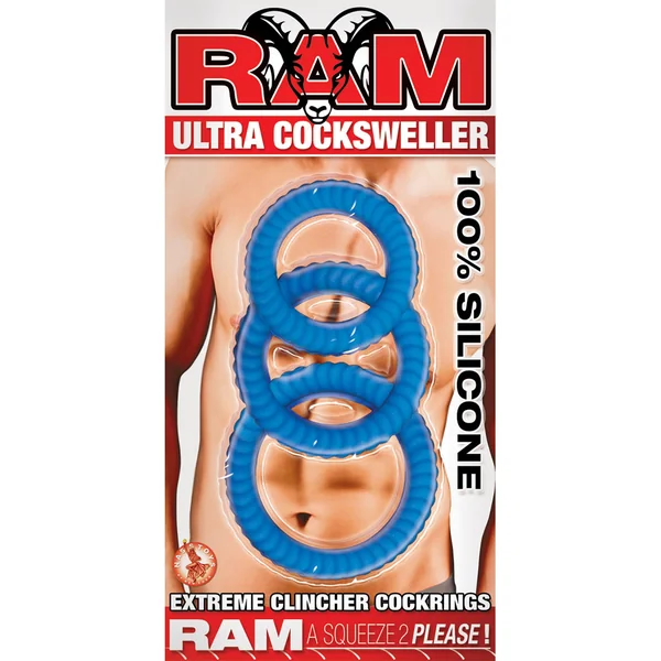Ram Ultra Cocksweller Silicone Cock Rings Waterproof Blue