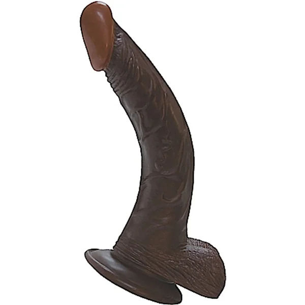 Real Skin All American Afro American Whoppers Dildo with Balls 8in – Chocolate