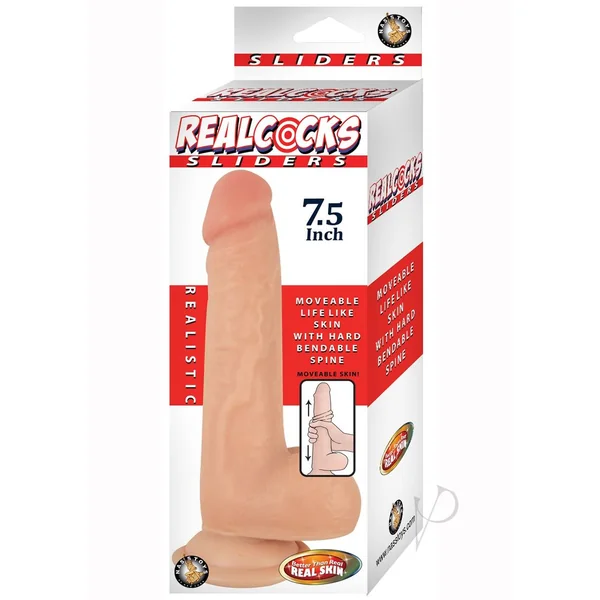 Realcocks Sliders Dildo with Balls 7.5in - Vanilla