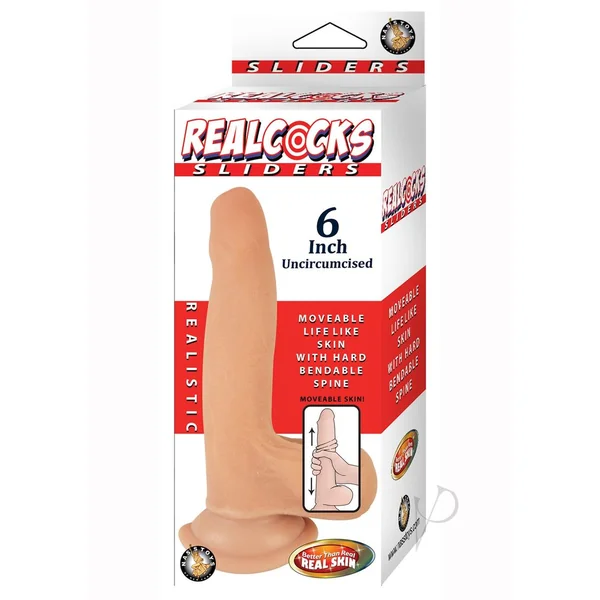 Realcocks Sliders Uncircumsized Dildo with Balls 6in - Vanilla