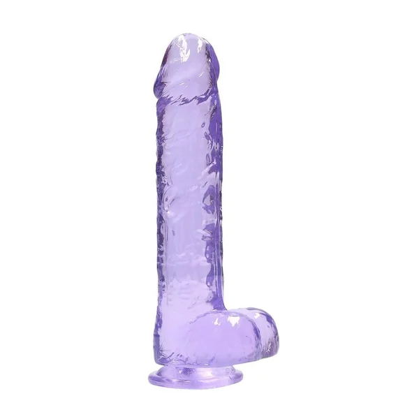 RealRock Crystal Clear Realistic Dildo with Balls 10in – Purple