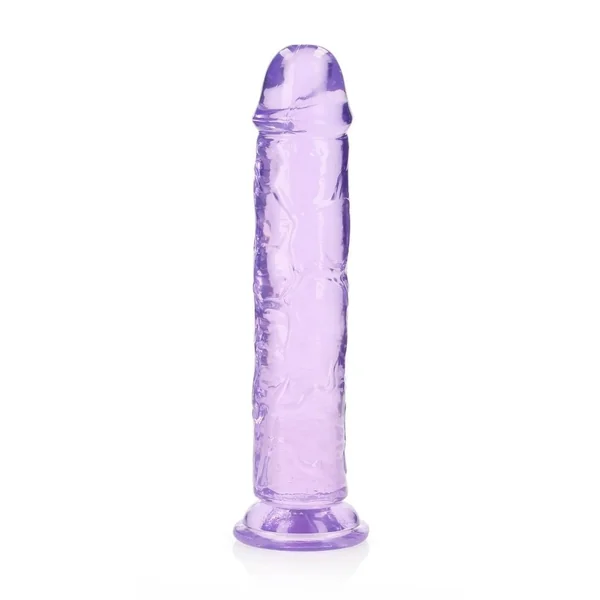 RealRock Crystal Clear Straight No Balls Dildo 10in – Purple