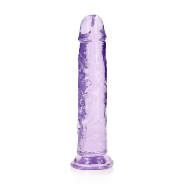 RealRock Crystal Clear Straight No Balls Dildo 9in – Purple