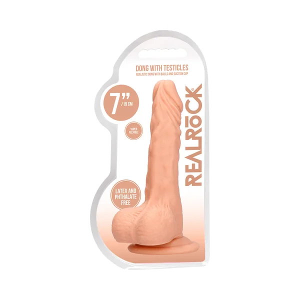 RealRock Realistic 7 inches Dildo With Balls and Suction Cup Beige