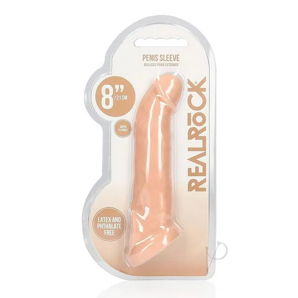 RealRock Skin Penis Extender with Rings 8in - Vanilla