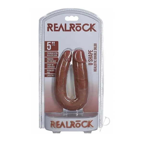 RealRock Ultra Realistic Skin U Shaped Dual Penetration 5in - Caramel