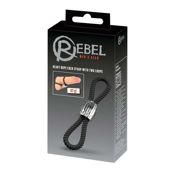 Rebel Two Loop Heavy Rope Cock Lasso – Black