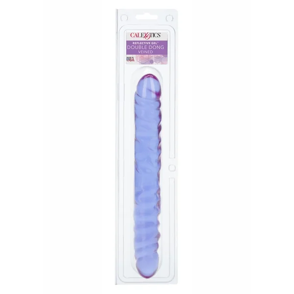 Reflective Gel Veined Double Dildo 12 in. - Purple