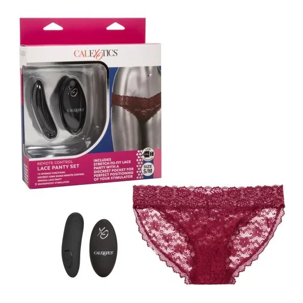 Remote Control Lace Panty Set S-m Burgundy