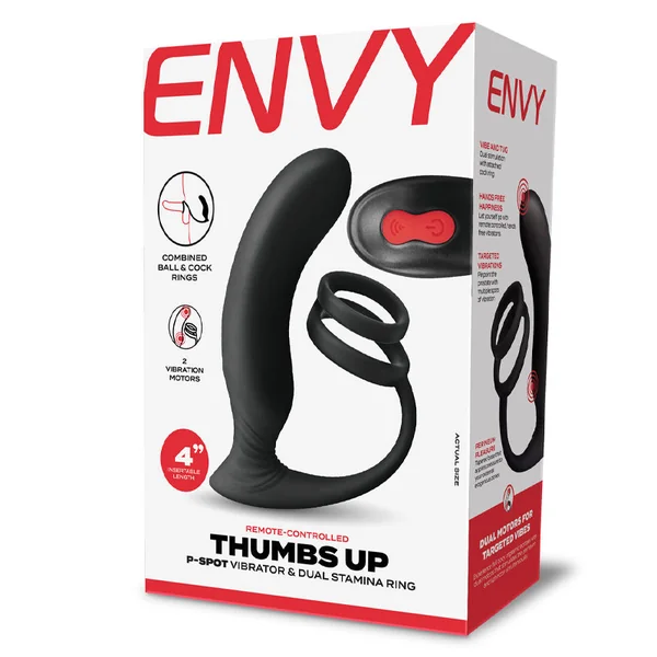 Remote Controlled Thumbs Up Pspot Vibrator & Dual Stamina Ring