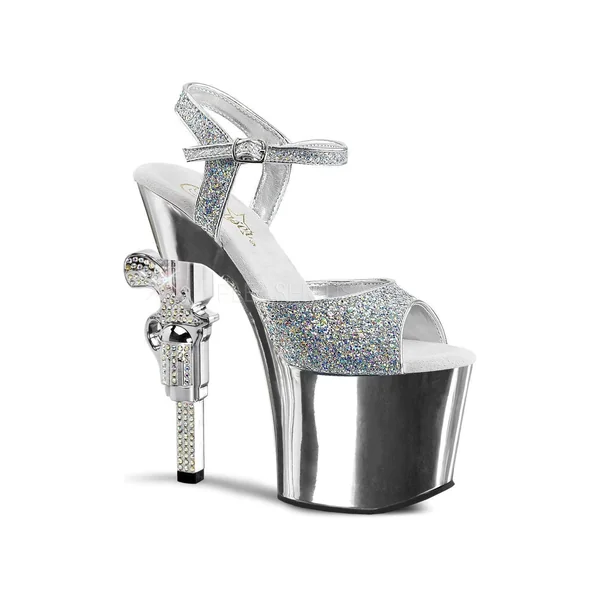 REVOLVER-709G Platform Sandal | Silver Glitter